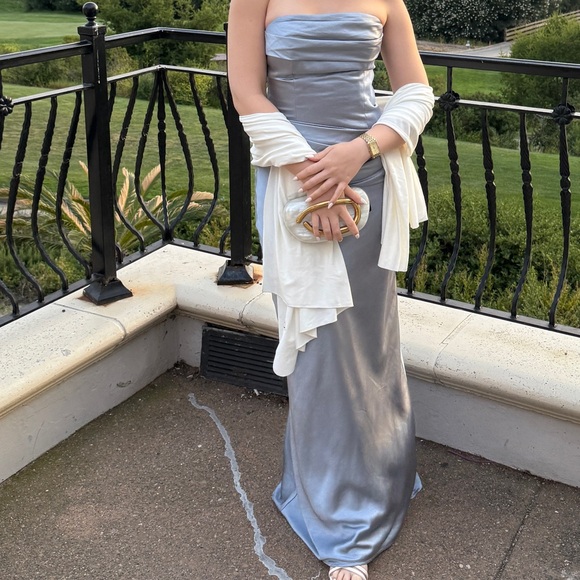 Meshki Blue Strapless Gown for Weddings with Matching Tie (optional) - Picture 8 of 11